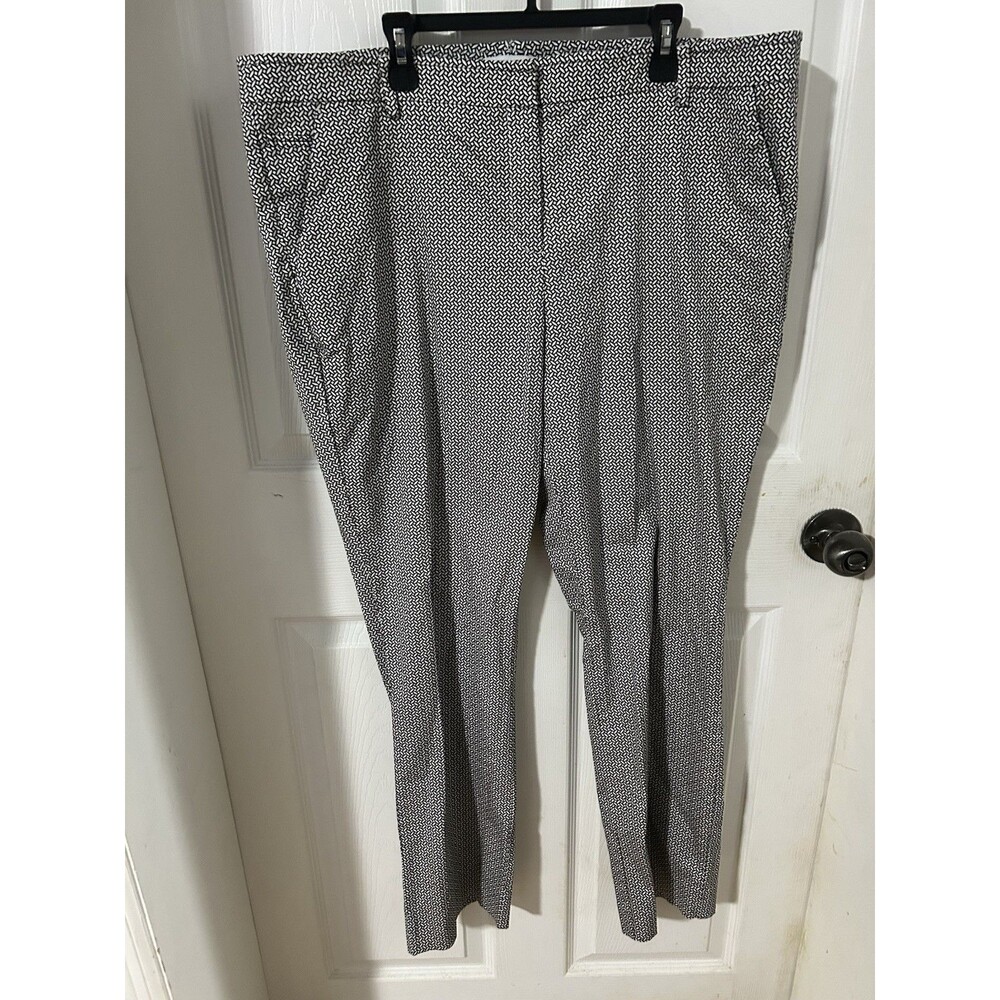 NY&Co Women's Dress Pants Size 16 Stretch Straight Leg Black/white/khaki Print